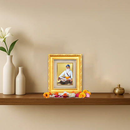 Diviniti 24K Gold Plated Baba Deep Singh Sacred Sikh Table Top Frame for Home Decor & Office Ambiance | Premium Spiritual Gift