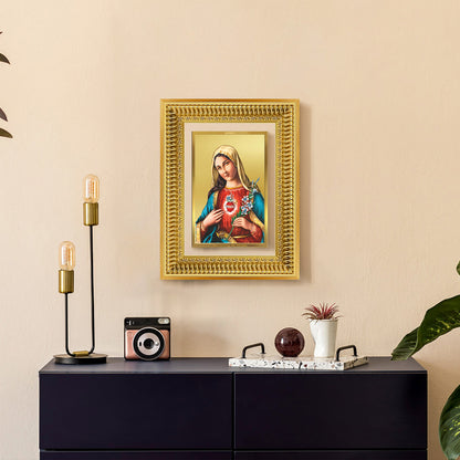 Diviniti 24K Gold Plated Mother Mary (Classic) Divine Wall Frame for Home Mandir & Office Decor | Luxury Spiritual Gift