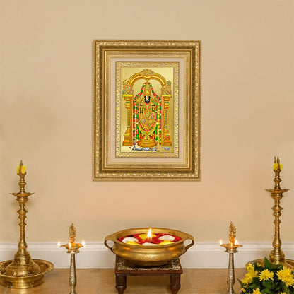 Diviniti 24K Gold Plated Tirupati Balaji Divine Wall Frame for Home Mandir & Office Decor | Luxury Spiritual Gift