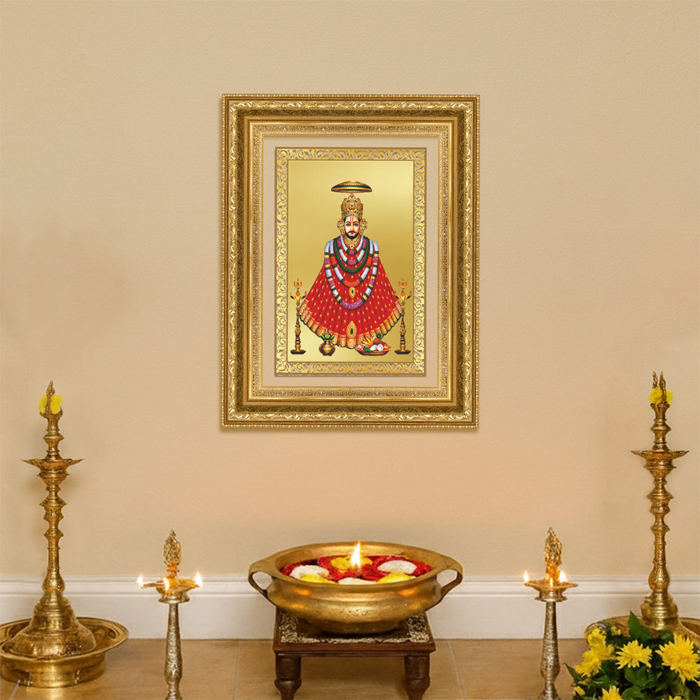Diviniti 24K Gold Plated Khatu Shyam (Classic) Divine Wall Frame for Home Mandir & Office Decor | Luxury Spiritual Gift