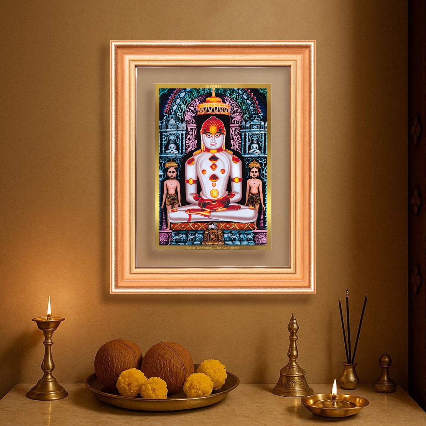 Adinath | Adishwara Tirthankara Rishabhanatha for Wall Mount Photo Frame in 24K Gold Plated Foil