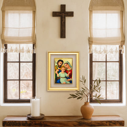Diviniti 24K Gold Plated Holy Family (Classic) Divine Wall Frame for Home Mandir & Office Decor | Luxury Spiritual Gift