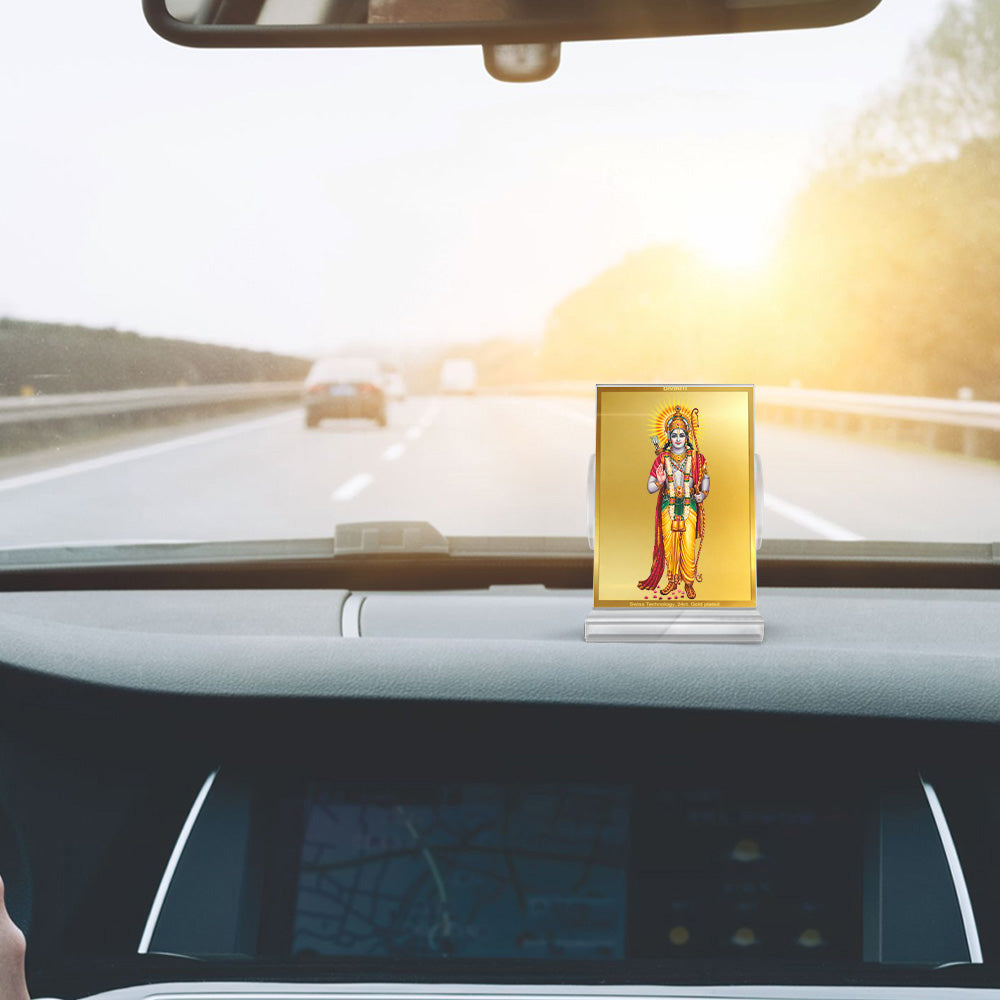 Ram Ji | Divine Lord Ram Car Dashboard & Tabletop Photo Frame in 24K Gold Plated Foil