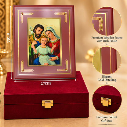 24K Gold-Plated Holy Family MDF Frame | Premium Gift Box | 27x35 CM