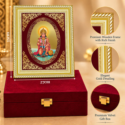 24K Gold-Plated Hanuman Blessings Frame | Premium Gift Box | 35x27 CM