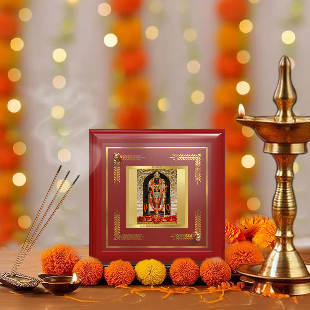 Ram Lalla | Ram Lalla Divine 24K Gold Plated Photo Frame for Home Décor, Tabletop & Office | Blessings of Purity, Devotion & Protection (MDF1A)