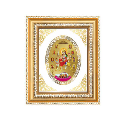 Nav Durga Divine Nine Forms of Goddess Sacred Shakti & Protection Royal Tabletop Frame in 24K Gold Plated Foil