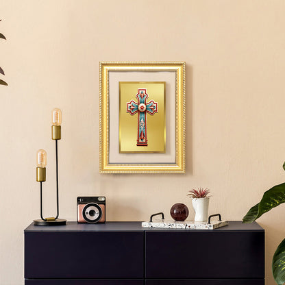 Diviniti 24K Gold Plated Holy Cross (Classic) Divine Wall Frame for Home Mandir & Office Decor | Luxury Spiritual Gift