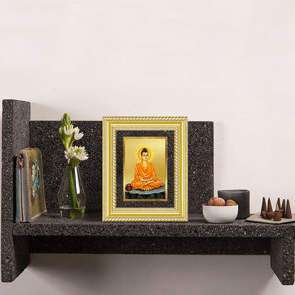 Diviniti 24K Gold Plated Buddha (Classic) Divine Wall and Table Top Frame for Home Mandir & Office Decor | Luxury Spiritual Gift