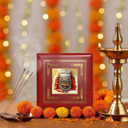 Mahakaleshwar Shiv Frame | 24K Gold Plated Foil Religious Idol Photo Frame for Home & Office Décor | Mahakal Spiritual Decor for Protection, Positivity & Blessings (MDF1A)