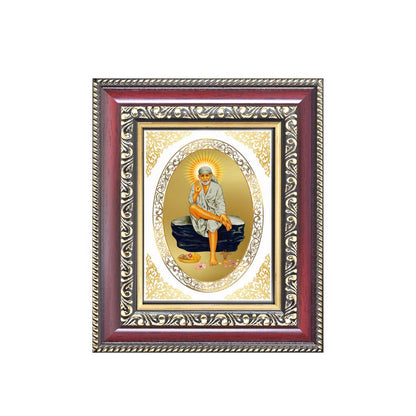 Sai Baba Divine Shirdi Sacred Faith & Blessings Royal Tabletop Frame in 24K Gold Plated Foil