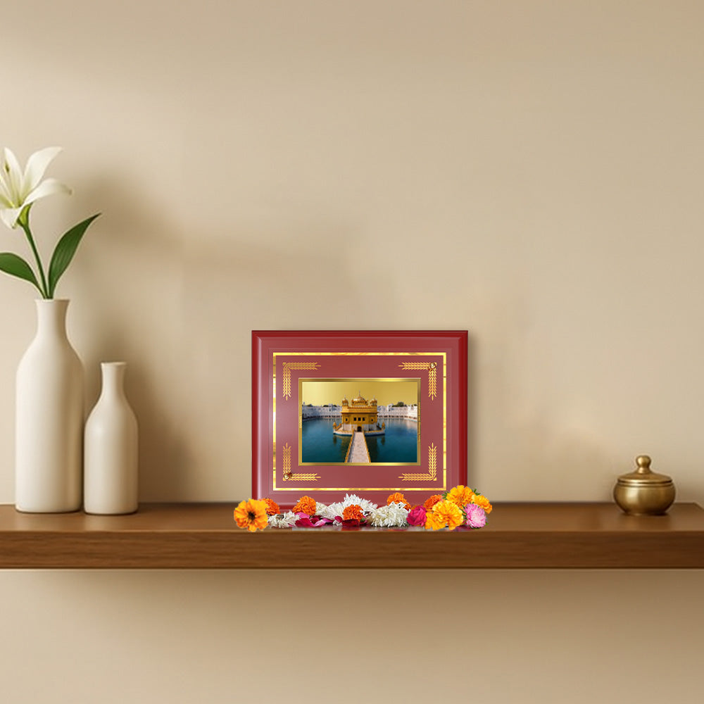 Sachkhand Shri Darbar Sahib - Golden Temple | Sacred Sikh Shrine Wall & Tabletop Frame in 24K Gold Plated Foil