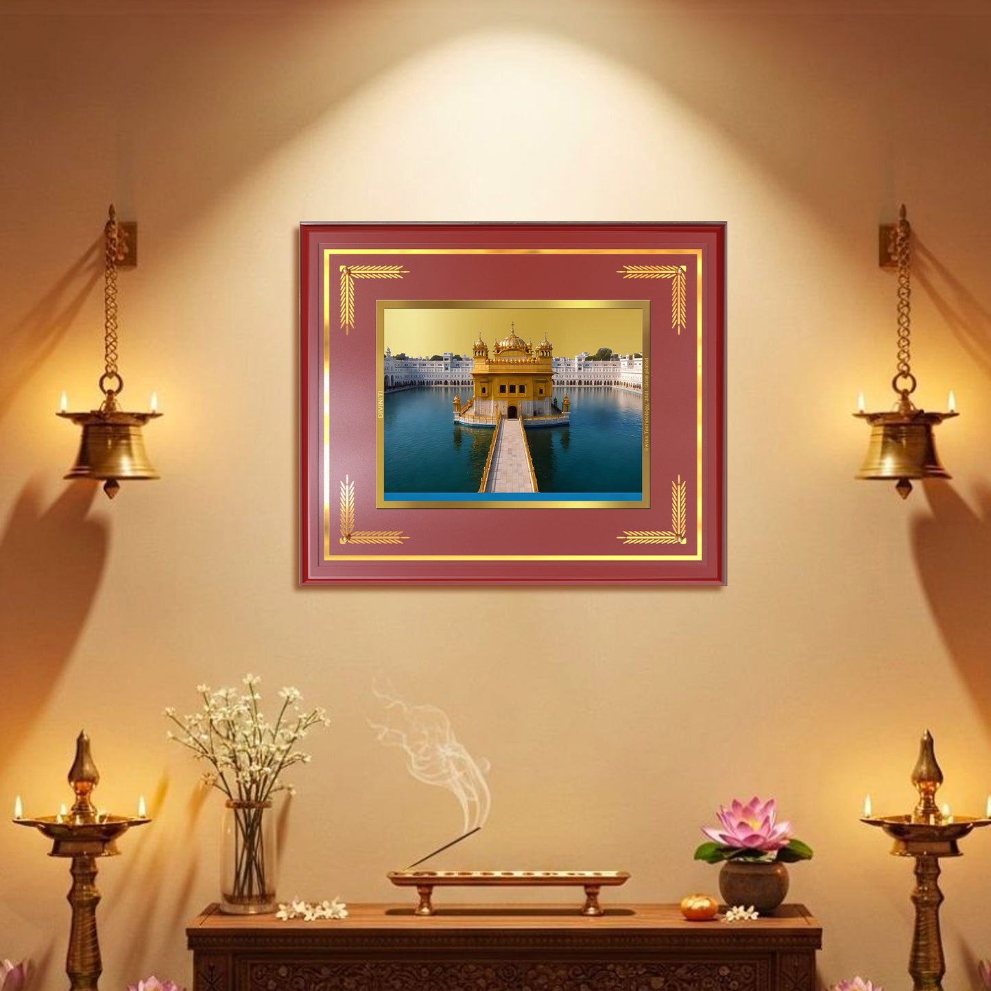 Diviniti Sachkhand Shri Darbar Sahib (Golden Temple) Wall Photo Frame in 24K Gold Plated Foil – Peace, Faith & Divine Harmony