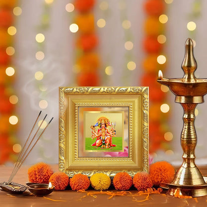 Diviniti Panchmukhi Hanuman (Five-Faced Hanuman) Tabletop Photo Frame in 24K Gold Plated Foil | Protection, Strength & Divine Power | DG103S1A (10x10 CM)