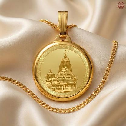 DIVINITI 24K Gold Plated Lord Jagannath & Sacred Temple Pendant – 22mm Double-Sided Spiritual Pendant