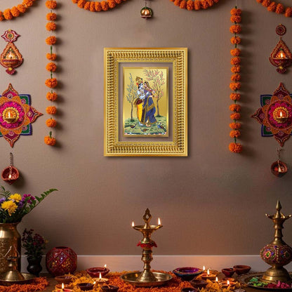 Diviniti 24K Gold Plated Radha Krishna (Classic) Divine Wall Frame for Home Mandir & Office Decor | Luxury Spiritual Gift