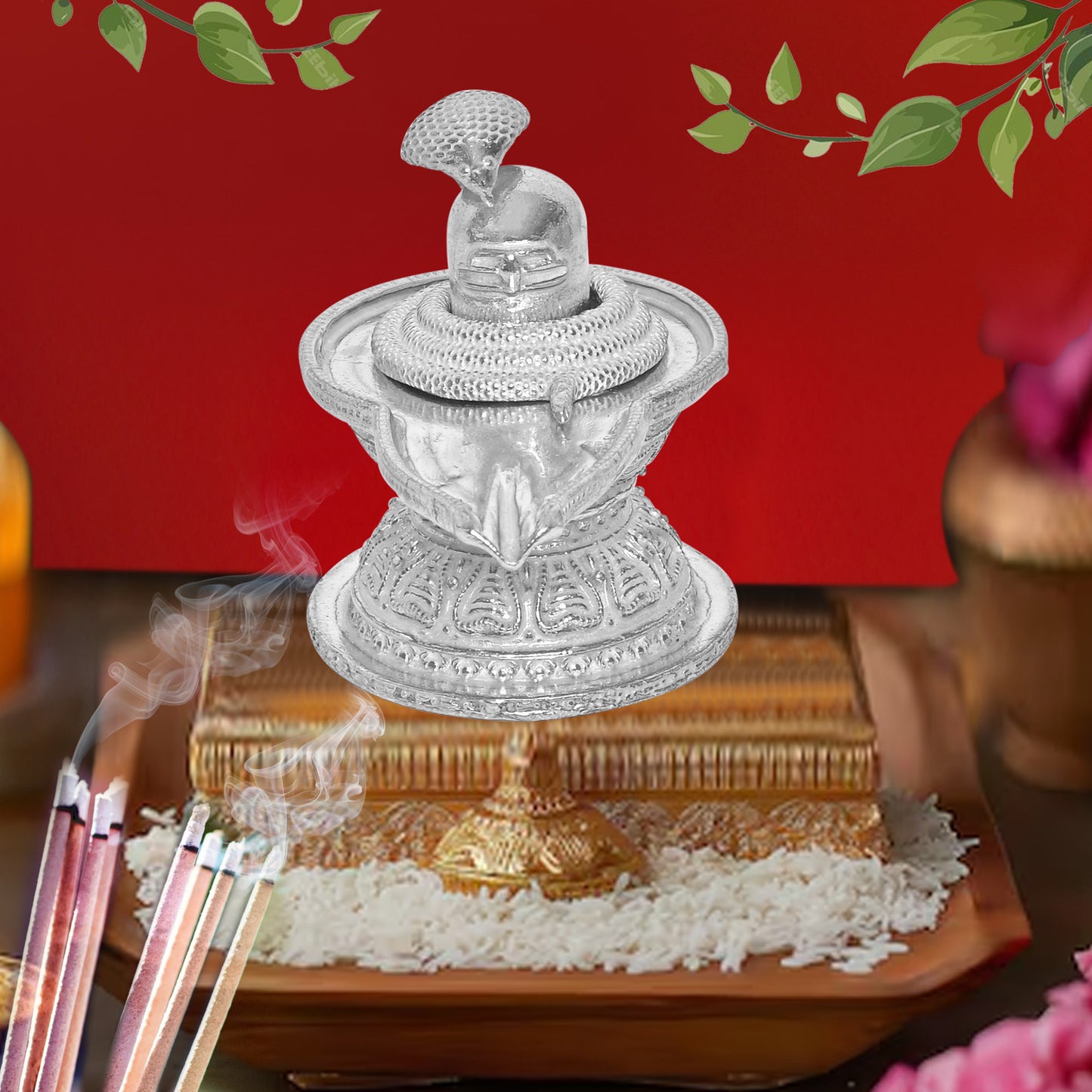 Diviniti 925 Pure Silver Shiv Ling Idol Statue Authentic Spiritual Worship and Meditation for Home Office Décor, Tabletop, Puja Room Gift (5x9 CM, 90g)