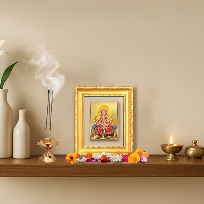 Diviniti 24K Gold Plated Ganesha |Divine Table Top Frame for Home Mandir & Office Decor | Luxury Spiritual Gift