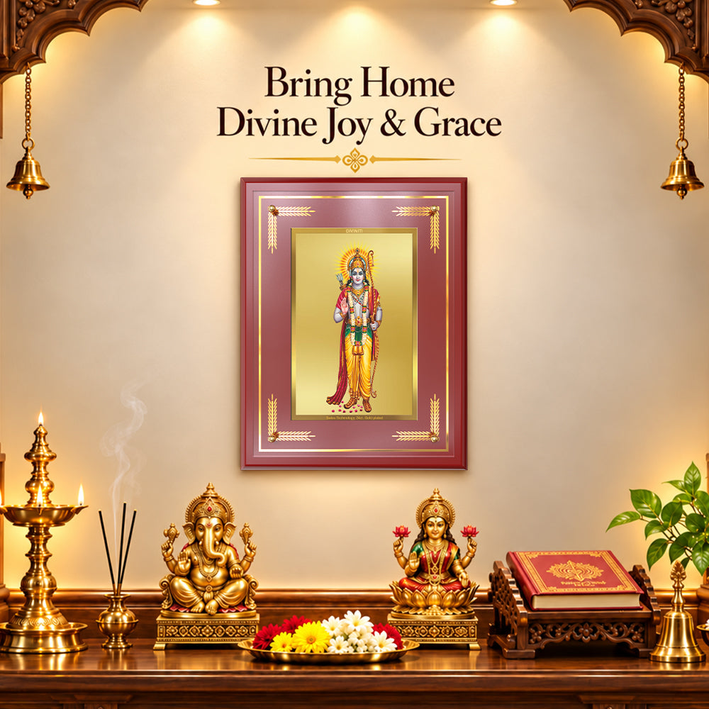 24K Gold-Plated Lord Ram Ji MDF Frame | Premium Gift Box | 27x35 CM