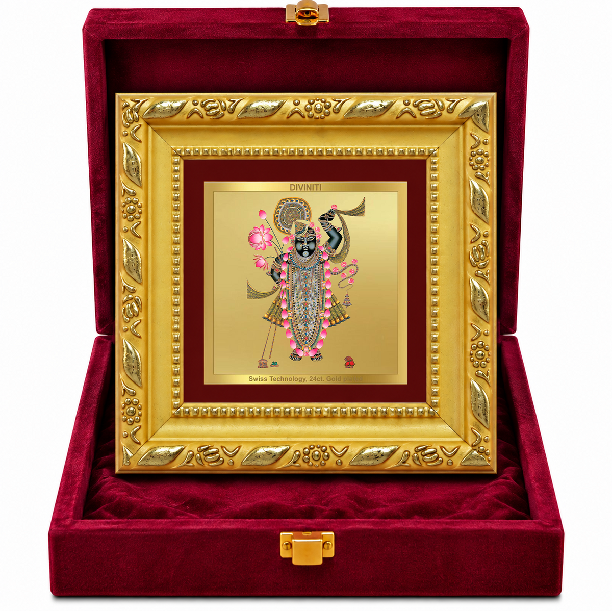 24K Gold-Plated Shrinath Ji Frame | Premium Gift Box | 10x10 CM