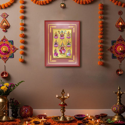 Diviniti 24K Gold Plated Ashtalakshmi Blessing Tabletop Photo Frame | Wealth, Prosperity & Divine Abundance