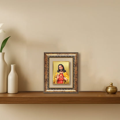 Diviniti 24K Gold Plated Jesus Christ Divine Table Top Frame for Home Mandir & Office Decor | Luxury Spiritual Gift
