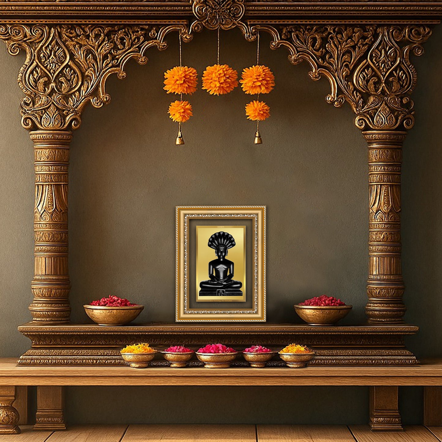 Diviniti 24K Gold Plated Parshvanath (Classic) Divine Wall Frame for Home Mandir & Office Decor | Luxury Spiritual Gift