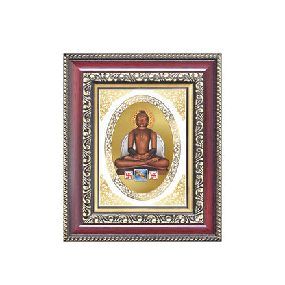 Lord Mahavir Jain Tirthankara Divine Ahimsa & Enlightenment Royal Tabletop Frame in 24K Gold Plated Foil