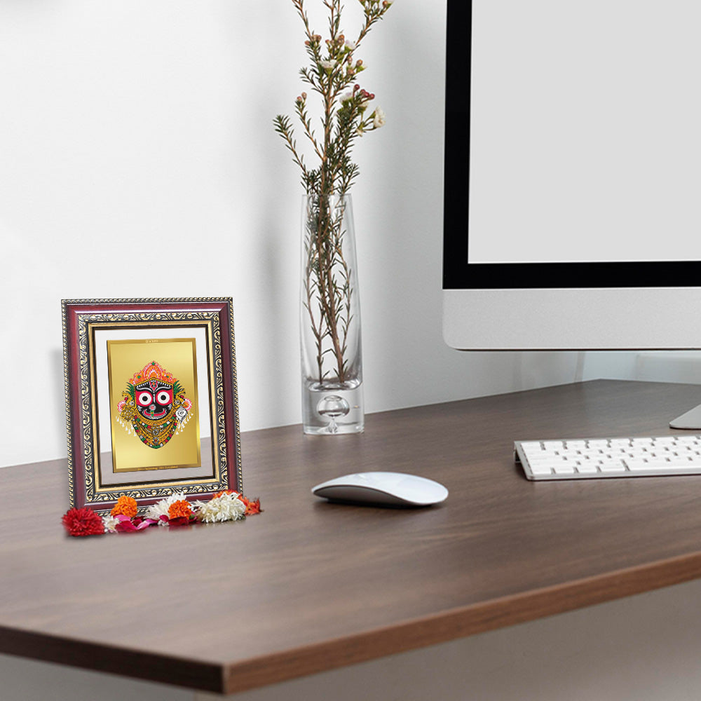 Diviniti 24K Gold Plated Jagannath (Classic) Divine Wall and Table Top Frame for Home Mandir & Office Decor | Luxury Spiritual Gift