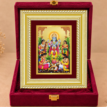 24K Gold-Plated Satyanarayan Frame | Premium Gift Box | 21.5x17.5 CM