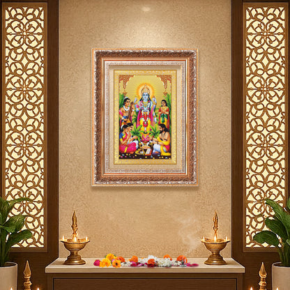 Lord Satyanarayana | Divine form of Truth and Prosperity Wall Photo Frame in 24K Gold Plated Foil