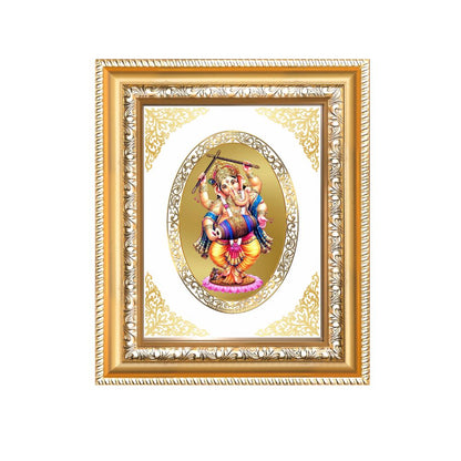 Dancing Ganesha Divine Joy & Creative Energy Sacred Royal Tabletop Frame in 24K Gold Plated Foil