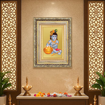 Diviniti 24K Gold Plated Bal Gopal Divine Wall Frame for Home Mandir & Office Decor | Luxury Spiritual Gift