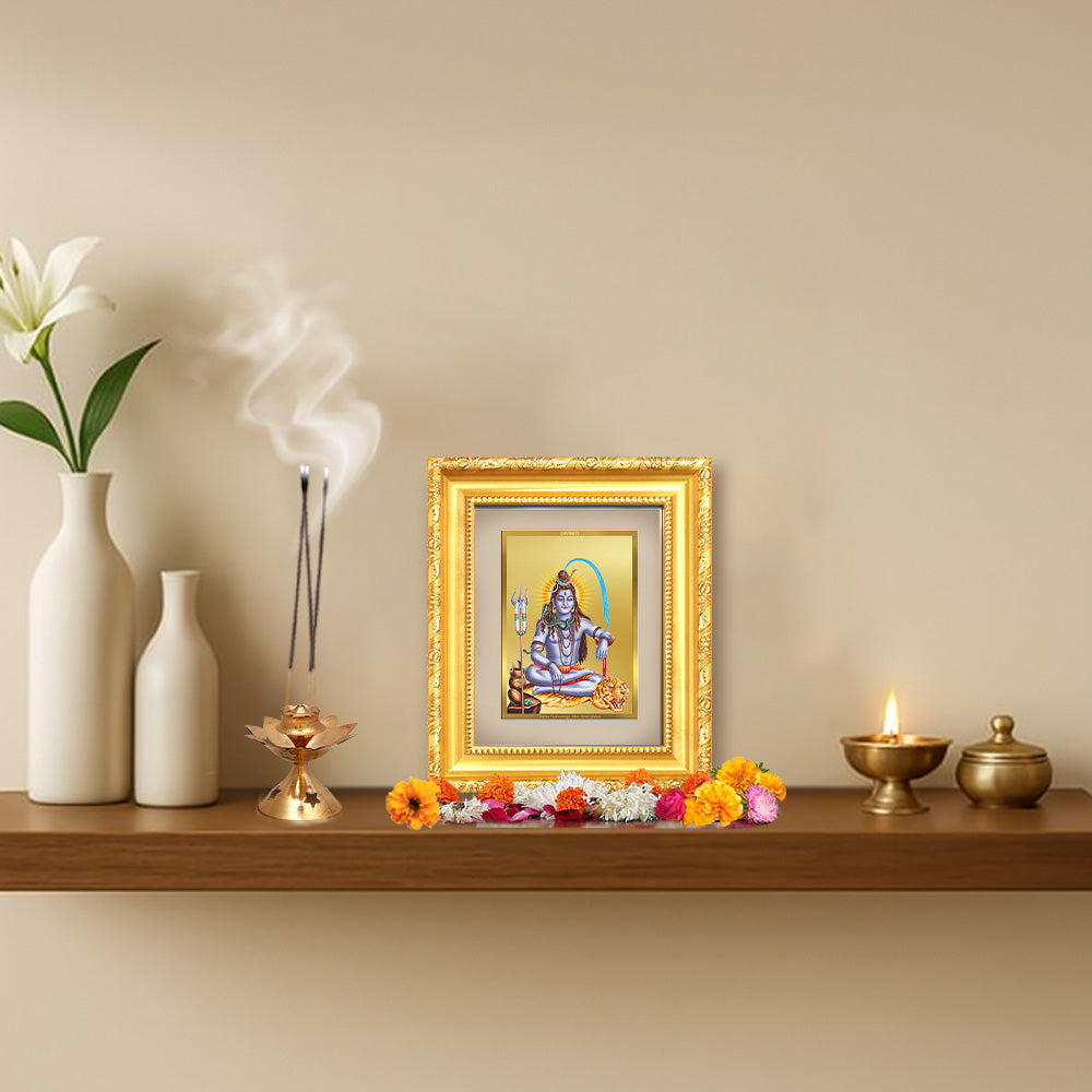 Diviniti 24K Gold Plated Shiva |Divine Table Top Frame for Home Mandir & Office Decor | Luxury Spiritual Gift