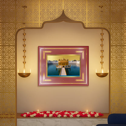 Sachkhand Shri Darbar Sahib | Golden Temple | Sacred Sikh Shrine Wall Mount Photo Frame in 24K Gold Plated Foil