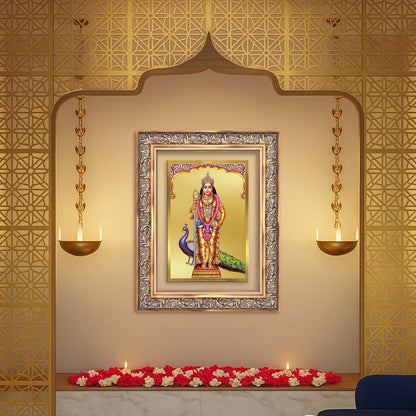 Diviniti 24K Gold Plated Murugan (Classic) Divine Wall Frame for Home Mandir & Office Decor | Luxury Spiritual Gift
