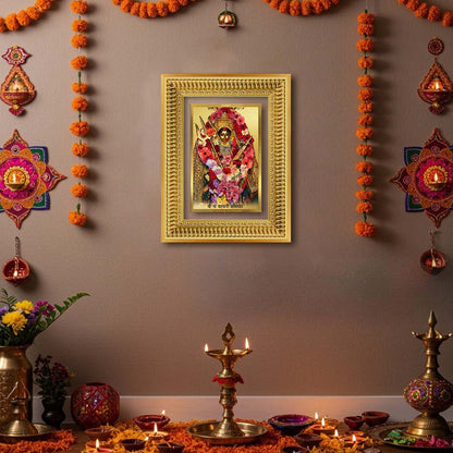 Diviniti 24K Gold Plated Katyayani Mata (Classic) Divine Wall Frame for Home Mandir & Office Decor | Luxury Spiritual Gift