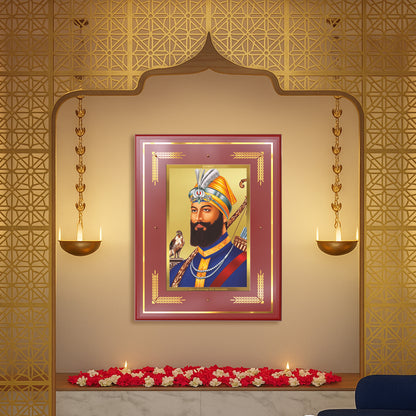Guru Gobind Singh Ji Wall Photo Frame in 24K Gold Plated Foil | Courage, Faith & Divine Leadership