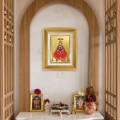 Diviniti 24K Gold Plated Khatu Shyam (Classic) Divine Wall Frame for Home Mandir & Office Decor | Luxury Spiritual Gift