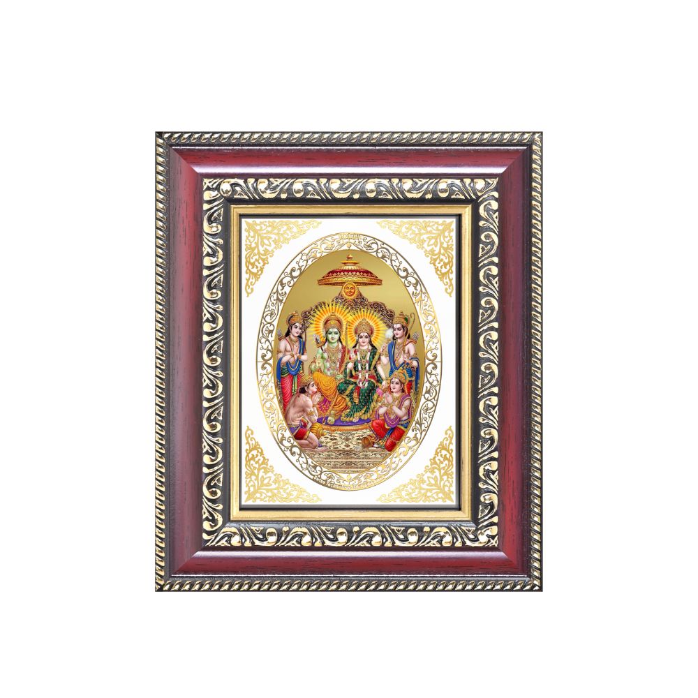 Diviniti 24K Gold Plated Ram Darbar Divine Table Top Frame for Home Mandir & Office Decor | Luxury Spiritual Gift