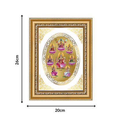 Ashta Lakshmi | Eight Forms of Goddess Lakshmi Wall & Tabletop Royal Photo Frame in 24K Gold Plated Foil