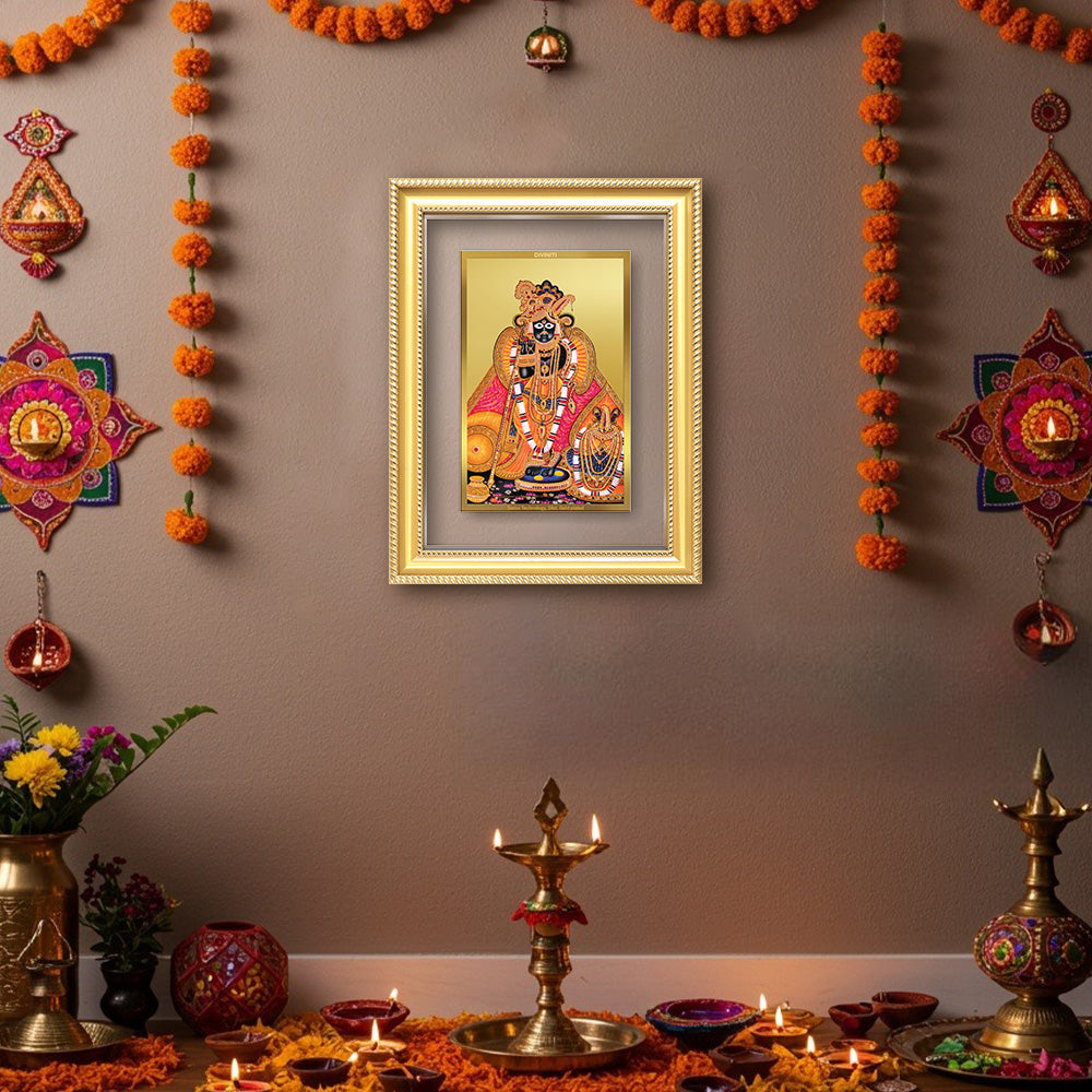 Diviniti 24K Gold Plated Banke Bihari Ji (Classic) Divine Wall Frame for Home Mandir & Office Decor | Luxury Spiritual Gift