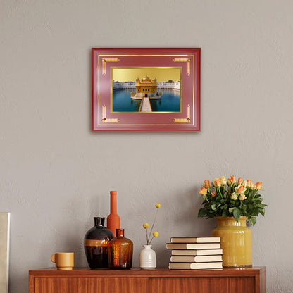 Sachkhand Shri Darbar Sahib Ji | Golden Temple | Sacred Sikh Shrine Wall and Tabletop Photo Frame in 24K Gold Plated Foil
