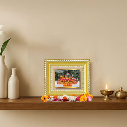 Diviniti 24K Gold Plated Mata Ka Darbar Divine Table Top Frame for Home Mandir & Office Decor | Luxury Spiritual Gift