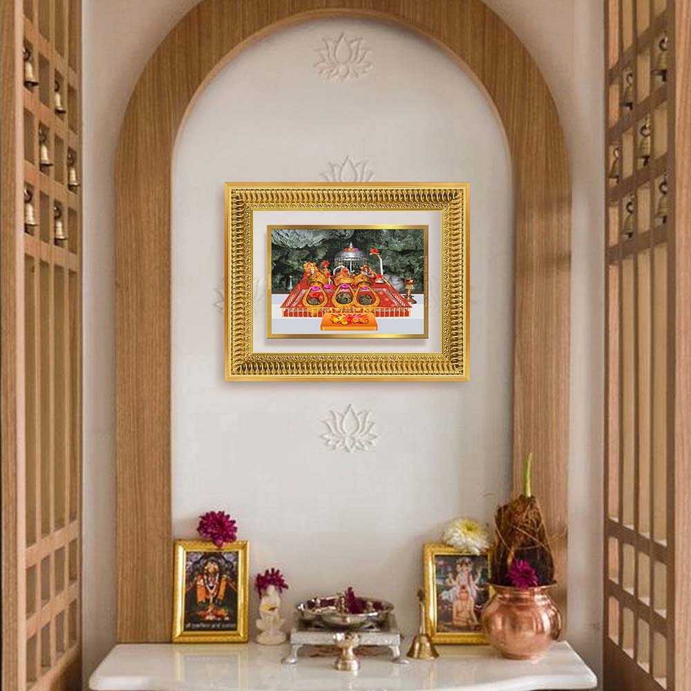 Diviniti 24K Gold Plated Mata Ka Darbar (Classic) Divine Wall Frame for Home Mandir & Office Decor | Luxury Spiritual Gift