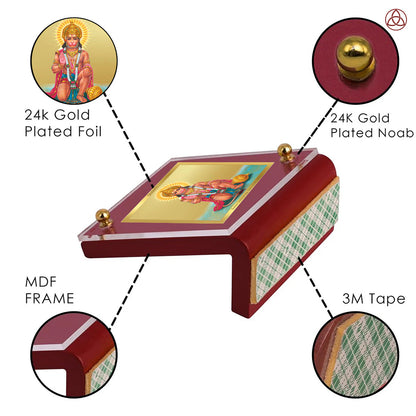 Hanuman | Divine Lord Hanuman Car Dashboard & Tabletop Photo Frame in 24K Gold Plated Foil (MDF 1B) 6X5.5 CM