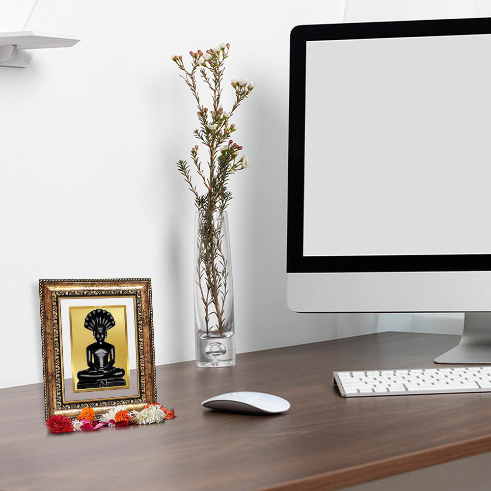 Diviniti 24K Gold Plated Parshvanath (Classic) Divine Wall and Table Top Frame for Home Mandir & Office Decor | Luxury Spiritual Gift