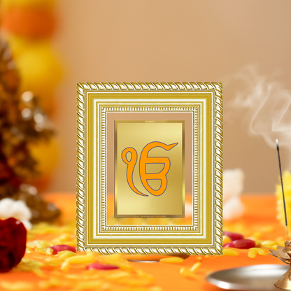 Diviniti 24K Gold Plated Ik Omkar Divine Table Top Frame for Home Mandir & Office Decor | Luxury Spiritual Gift
