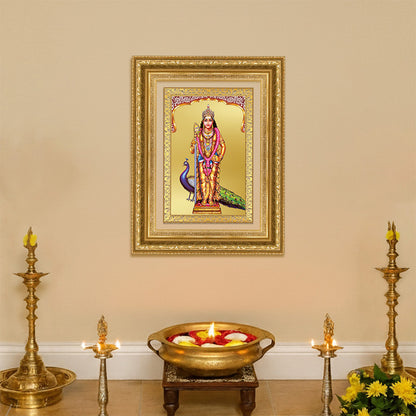 Diviniti 24K Gold Plated Murugan (Classic) Divine Wall Frame for Home Mandir & Office Decor | Luxury Spiritual Gift