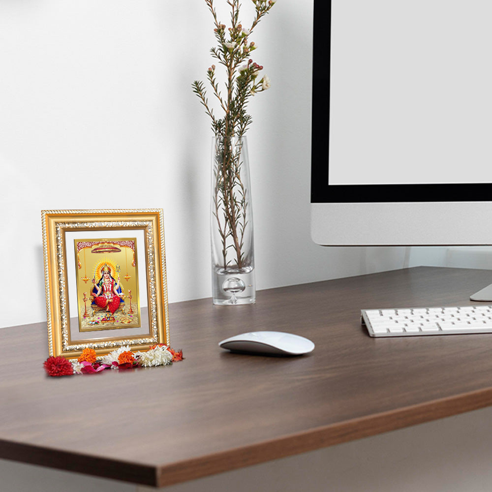 Diviniti 24K Gold Plated Santoshi Mata (Classic) Divine Wall and Table Top Frame for Home Mandir & Office Decor | Luxury Spiritual Gift